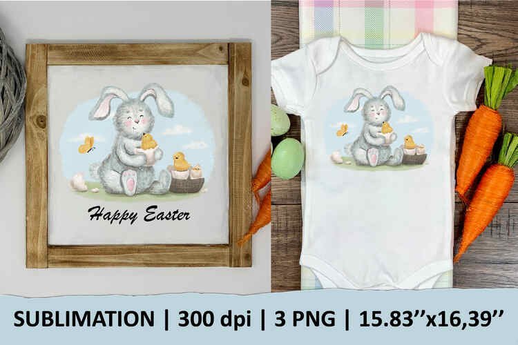 Rabbit with newborn chicks sublimation – 1 design, 3 P
