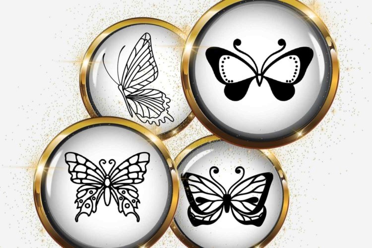Butterflies Digital Collage Sheet Circle Images