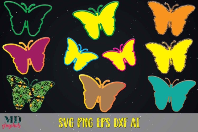 Butterflies Digital Silhouette SVG Images for Print