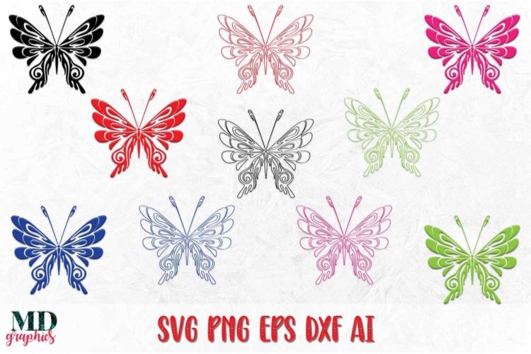 Butterflies SVG Silhouettes Colorful Images for Crafts