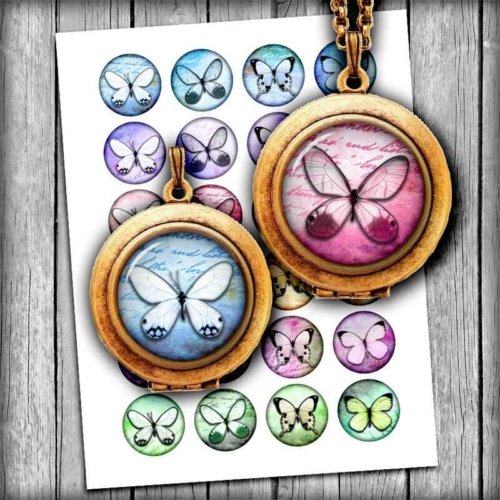 Butterfly Circles Digital Collage Sheet