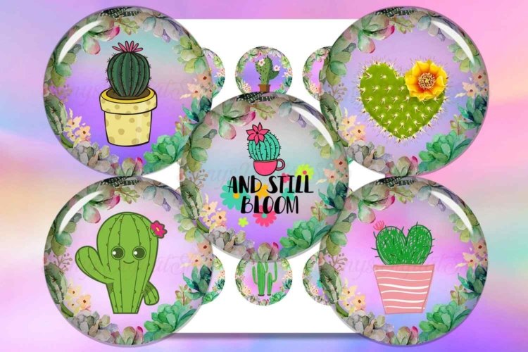Cactus Digital Collage Sheet Cactus Printable Cabochon