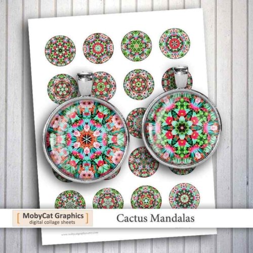 Cactus Mandalas Printable Collage Sheet