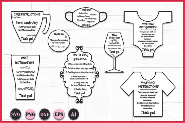 Care Instructions Bundle SVG Care Cards Vectors
