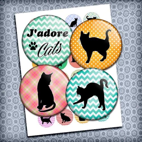 Cats Circles Silhouettes Round Printable Images
