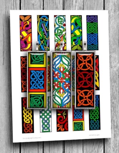 Celtic Ornaments Printable microslide Digital Collage Sheet