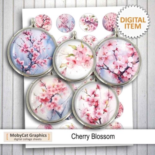 Cherry Blossom Printable Download Circles