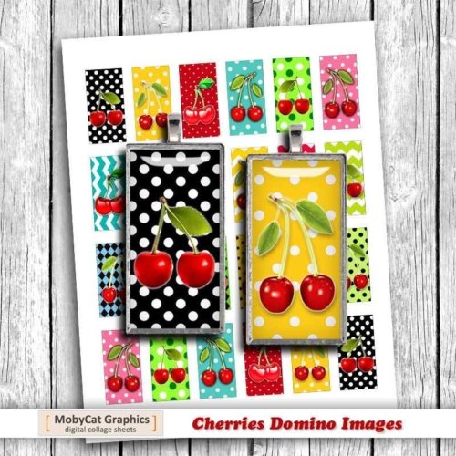 Cherry Domino printable images Digital Collage Sheet