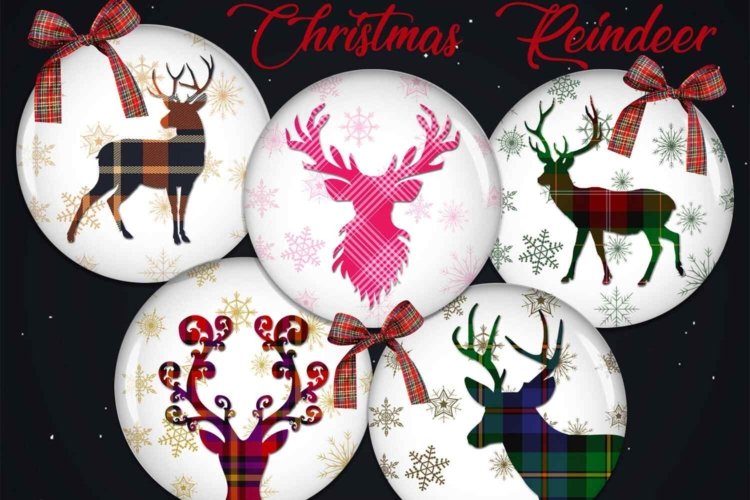 Christmas Digital Collage Sheet Reindeer Printable Images