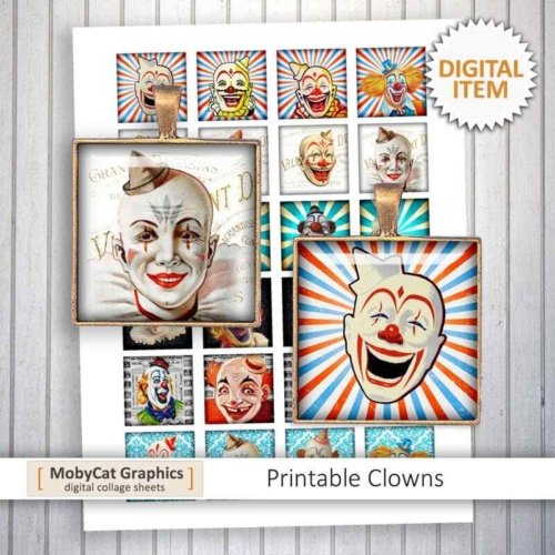 Circus Clowns Scary Clowns Printable Squares