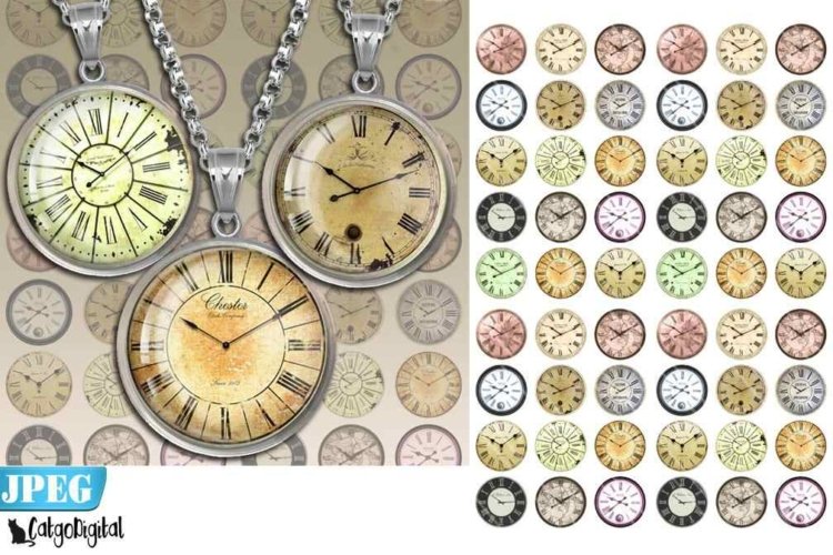 Clock Faces Steampunk Digital collage sheet