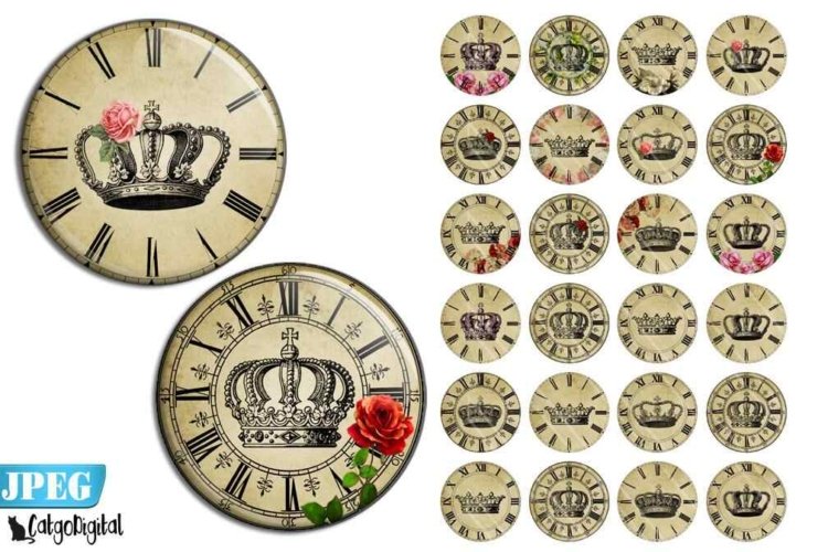 Clock Faces with Flowers Steampunk circles