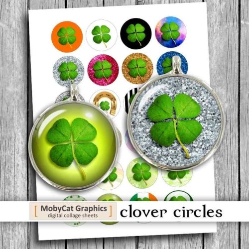 Clover Digital Collage Sheet Shamrock printables