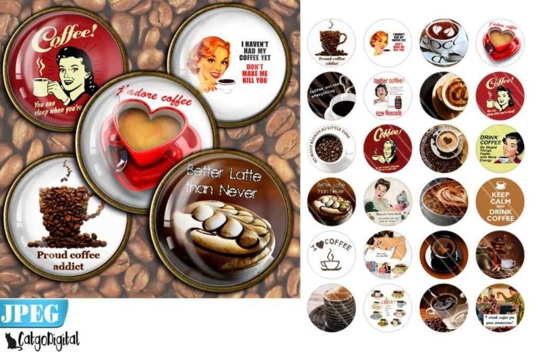 Coffee digital circles 1.5″ 1.25″ 1.313″ 3