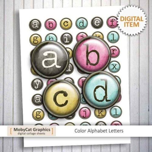 Color Alphabet Letters Digital Collage Sheet
