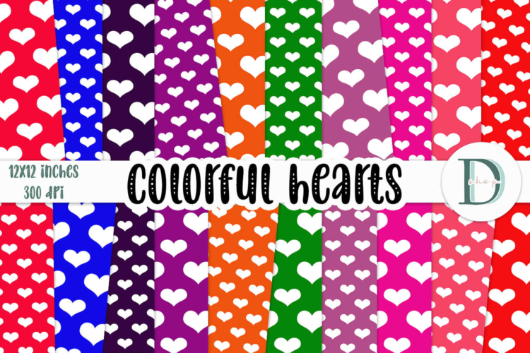 Color Heart Scrapbooking Background and Patterned Papers