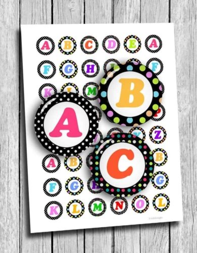 Colorful Alphabet Letters Digital Collage Sheet