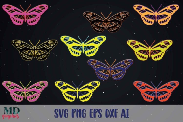 Colorful Butterflies SVG Digital Images For Cricut