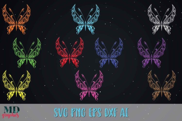 Colorful Butterfly Silhouette Images for Print