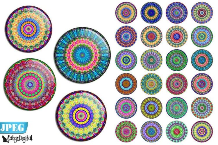 Colorful Mandala Circle printable images Scrapbooking