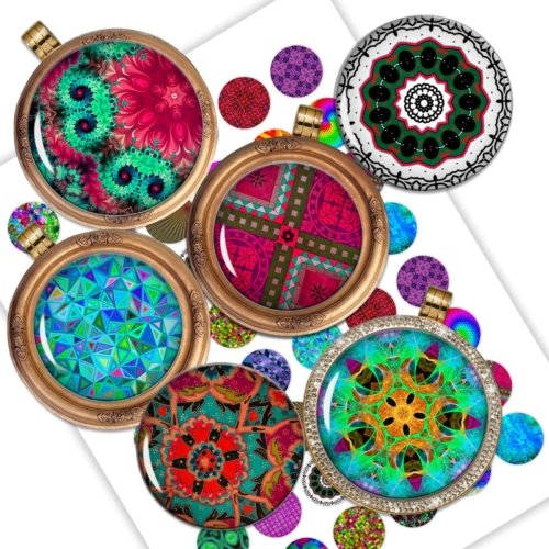 Colorful Round Images Colorful Circle Digital Collage Sheet