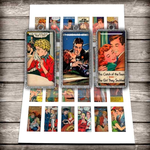 Comic Romance Dominos Digital Collage Sheet