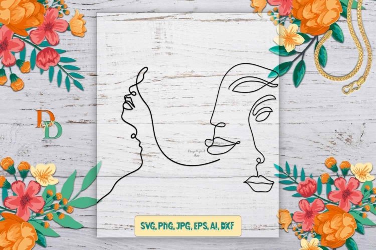 Couple Line Art Faces SVG Line SVG One Line Drawing Couple