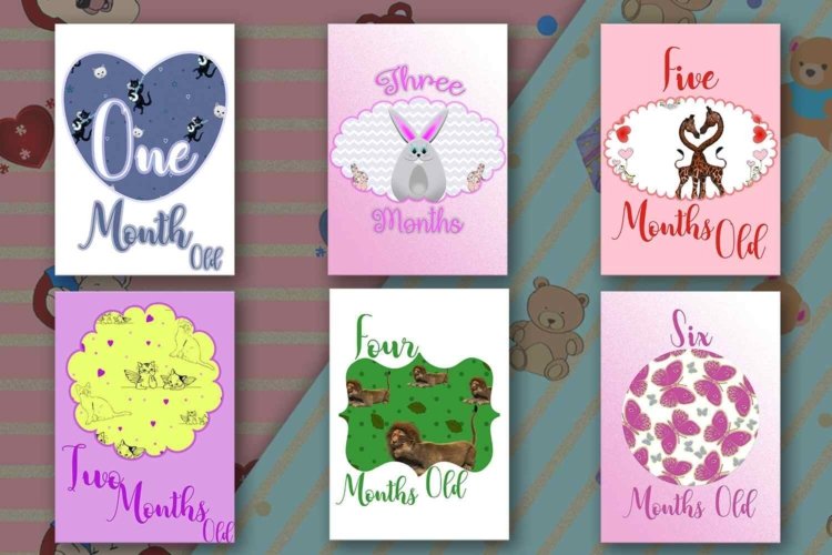 Cute Baby Milestone Cards First Year Baby Cards for Print