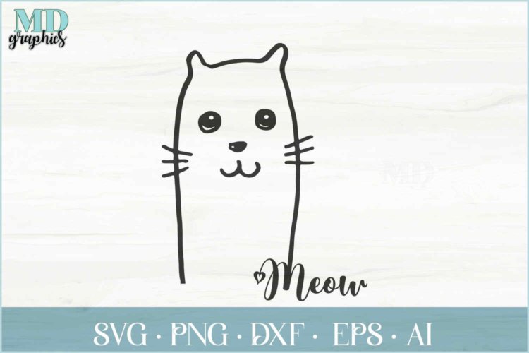 Cute Cat Meow SVG and PNG File for Crafts