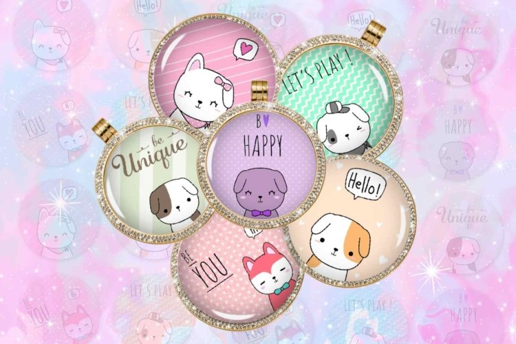 Cute Dogs Digital Collage Sheet Printable Images For Pendant