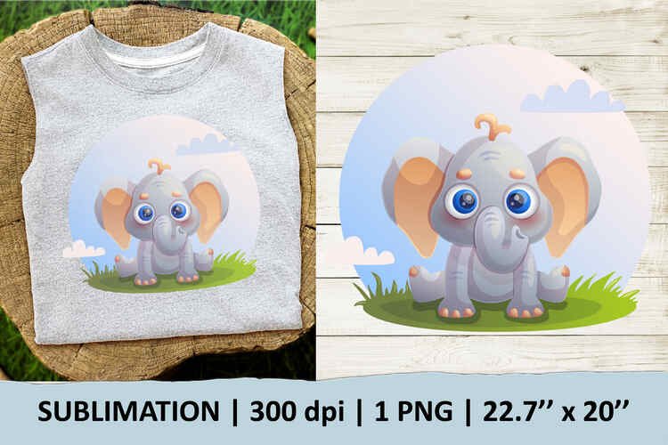 Cute Elephant sublimation design – 1 PNG