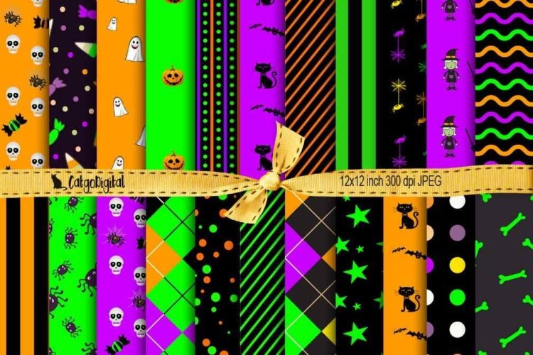 Cute Halloween Scrapbooking Patterned Papers