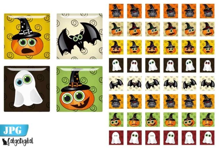 Cute Halloween Squares Digital printable images