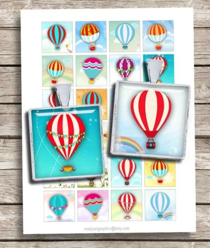 Cute Hot Air Balloons Square printable images