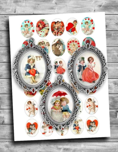 Cute Valentines images Digital Collage Sheet