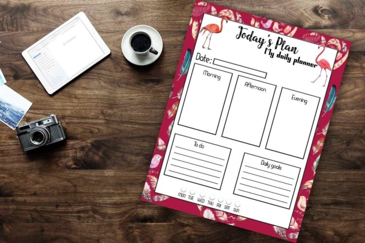 Daily Planner Flamingo Printables Planner Mock Up Prints