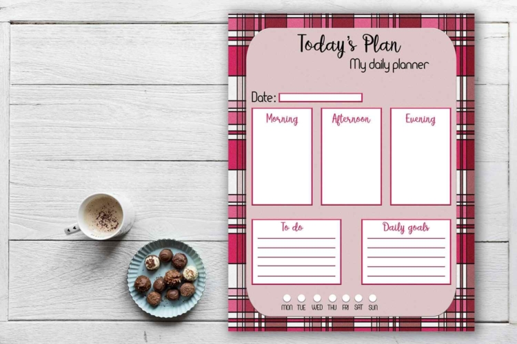 Daily Planner Striped Digital Planner Mock up for Printable