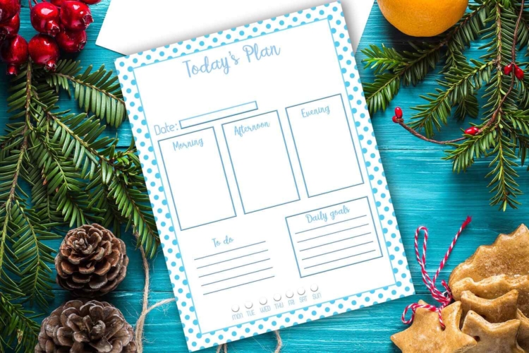 Daily Polka Dot Planner Mockup For Printable