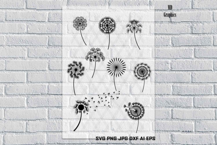 Dandelion SVG Vector File Silhouettes Printable Images