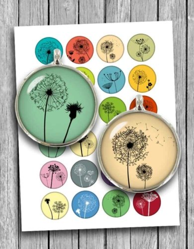 Dandelion Silhouettes Digital Collage Sheet Instant Download
