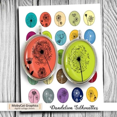 Dandelion Silhouettes Oval Printables