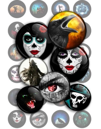 Day of the Dead Halloween Button Images