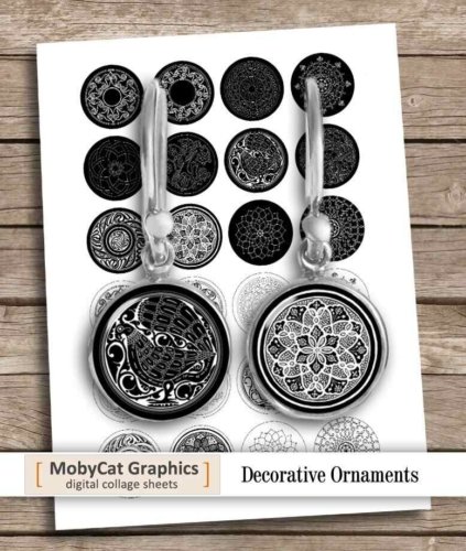Decorative Ornaments Digital Collage Sheet Circles