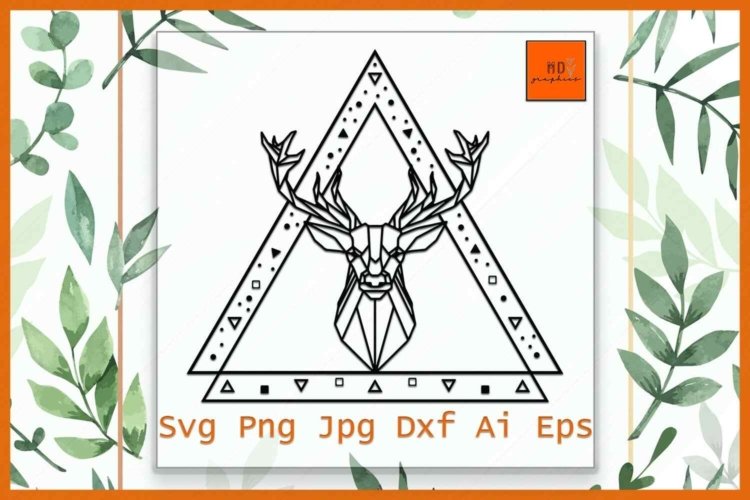 Deer Head Polygonal and Geometric SVG File