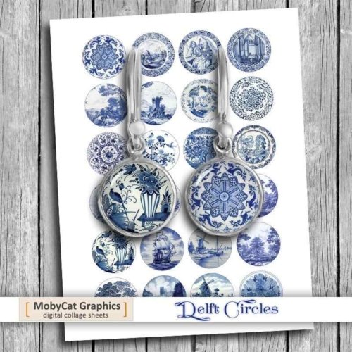 Delft Circles Digital Collage Sheet