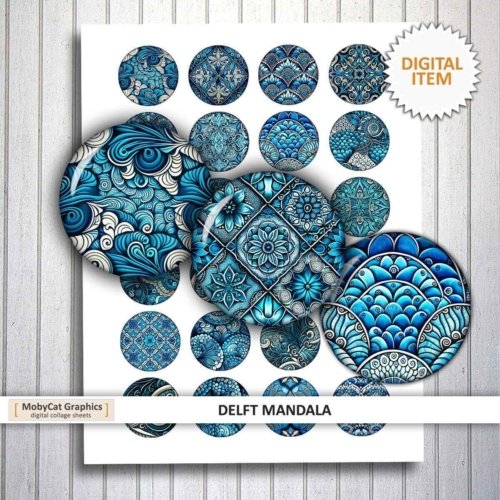 Printable Images Delft Mandala Digital Collage Sheets