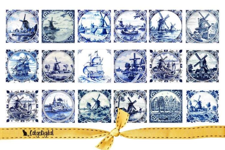 Delft Tiles Printable Square Images Delftware