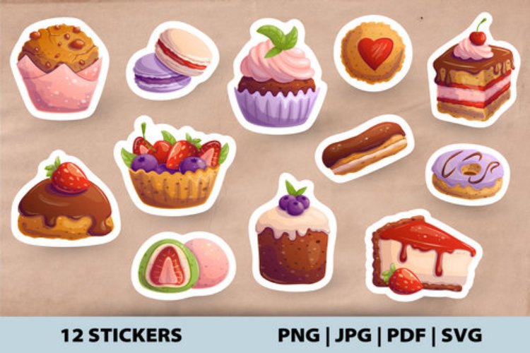 Sweet dessert 12 stickers