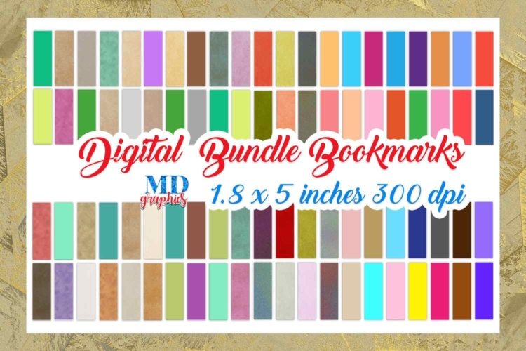 Digital Bookmarks Bundle Printable Colorful Textures