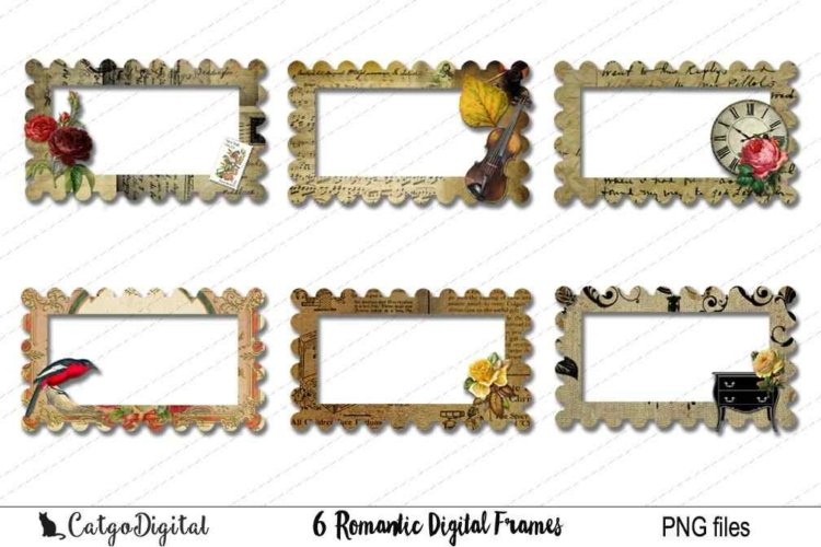 Digital Romantic Frames Clip Art PNG files